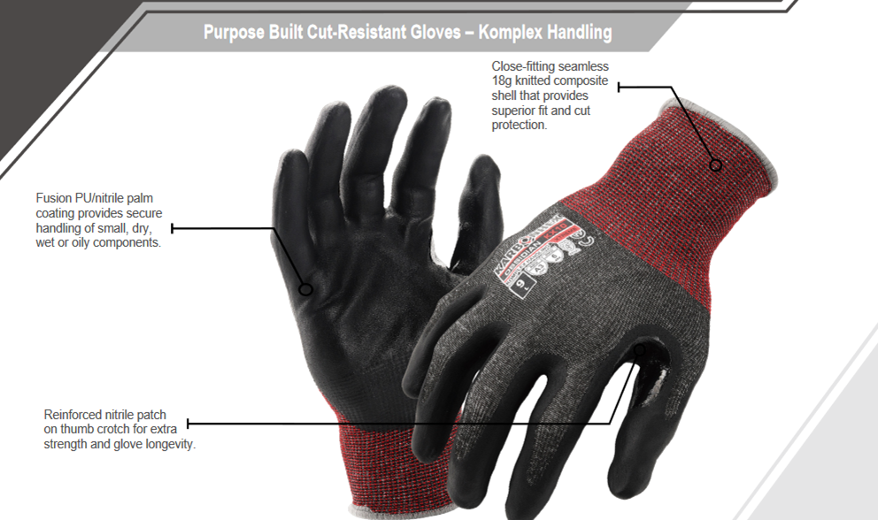 C36590 SW Safety® Karbonhex® KX10 Hybrid PU/ Nitrile Coated Mechanical Protection 18-Gauge Seamless Knit Gloves